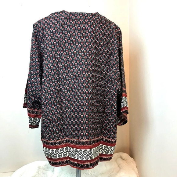 Juniper Ln | Red & Black Pattern Kimono - Picture 5 of 6